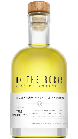 On The Rocks Tres Generaciones Tequila Jalapeño Pineapple Margarita Ready-To-Drink Cocktail 375 mL