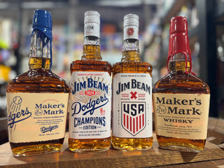 Limited Edition Sports Bundle – Maker’s Mark Dodgers 2025, Maker’s Mark Original, Jim Beam Dodgers 2024 & Jim Beam U.S. Soccer (4 x 750ml Bottles).