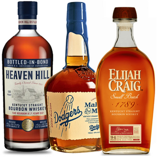 Trío de bourbon All-Star: Heaven Hill 7 años, Maker's Mark Dodgers 2025 y Elijah Craig Small Batch (3 x 750 ml)