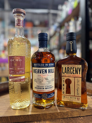 Premium Whiskey & Tequila Bundle – Ocho ‘Old Fitzgerald Barrel Select’ Añejo Tequila, Heaven Hill 7 Year Bourbon, and Larceny Small Batch Bourbon (3 x 750ml Bottles).