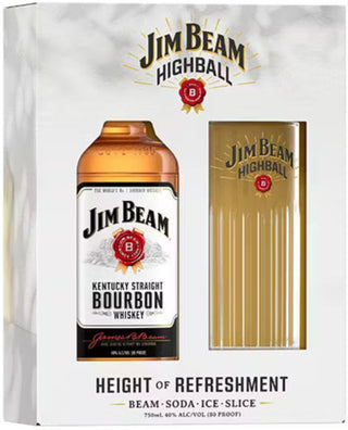 Jim Beam Kentucky Straight Bourbon Whiskey Holiday Highball Glass Gift Set