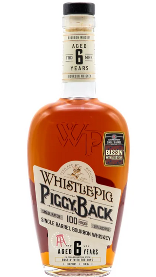 WhistlePig PiggyBack 6 Year Old Single Barrel Bourbon — Barstool Sports “Bussin with The Boys” Edition (750 ml, 100 proof / 50% ABV)