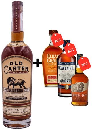 Whisky americano Old Carter Lote 15, Elijah Craig, Heaven Hill, Buffalo Trace – Paquete de 4 botellas