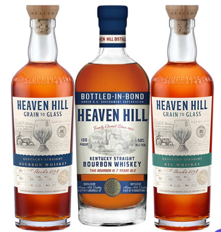 Bourbon Heaven Hill de 7 años y centeno. Paquetes de 3 unidades de 700 ml.