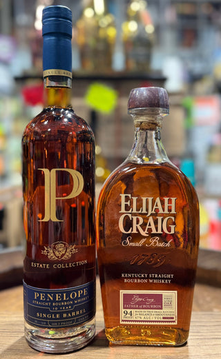 Penelope 10 Year Estate Collection Single Barrel Bourbon (108.2 Proof, 750 ml) + Elijah Craig Small Batch Kentucky Straight Bourbon Whiskey (750 ml) – Limited 2-Bottle Bundle