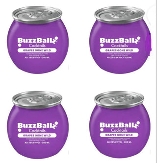 BuzzBallz Cocktails Grapes Gone Wild (200 ml, 15% ABV, 4-Pack Bundle)