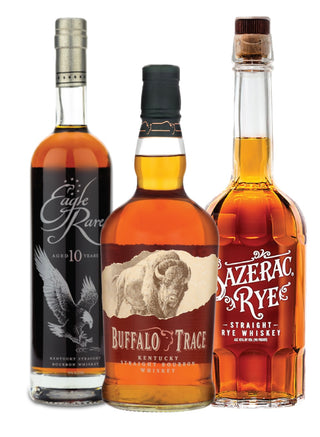 Paquete de 3 cervezas de centeno Eagle Rare, Buffalo Trace y Sazerac (750 ml)