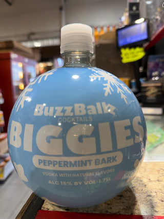 Buzzballz Biggies Snow Globe peppermint Bark. 1.75L.