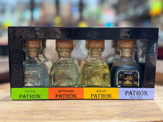 Patron Gift Pack , Silver , Reposado, Anejo, and XO Cafe. 4Packs X 50ml