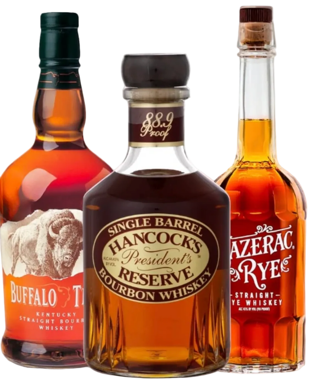 Hancock’s, Buffalo Trace & Sazerac Rye Bourbon & Rye Trio (3 × 750 ml ...