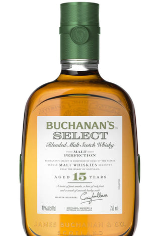 Whisky escocés de malta mezclado Buchanan's Select añejado durante 15 años.