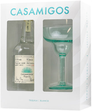 Set de regalo de tequila Casamigos Blanco con copa de margarita
