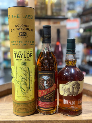E.H. Taylor Barrel Proof, Yellowstone Hand Pick, and Buffalo Trace Bundle 3 x 750ml