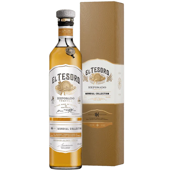 El Tesoro Reposado Mundial Collection Aged in Basil Hayden Toast Barrels 750ml.