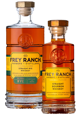 Whisky de centeno puro Frey Ranch embotellado en botella y whisky bourbon puro (paquete de 2)