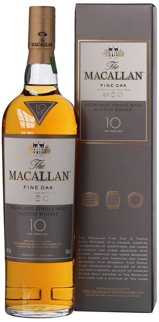 Whisky escocés de pura malta Macallan Fine Oak de 10 años