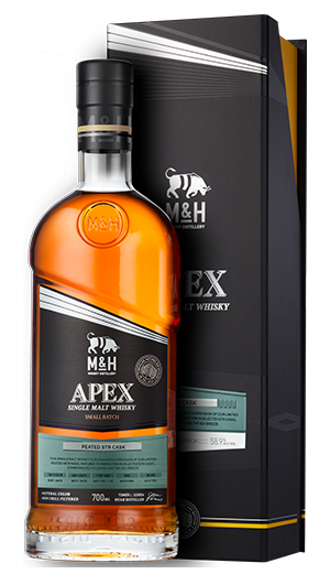 Whisky de pura malta de barril único M &amp; H Apex Str con leche y miel