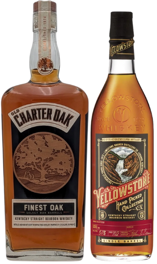 Old Charter Finest Oak Kentucky Straight Bourbon Whiskey, and YellowStone Hand Picked Collection. Bundles ( 2Packs x 750ml ).