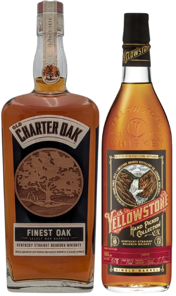 Old Charter Finest Oak Kentucky Straight Bourbon Whiskey, and YellowStone Hand Picked Collection. Bundles (2 x 750ml)