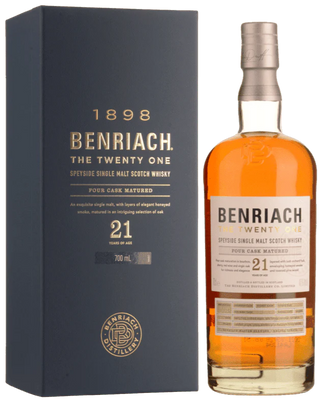 El whisky escocés de pura malta BenRiach de 21 años con maduración en cuatro barricas