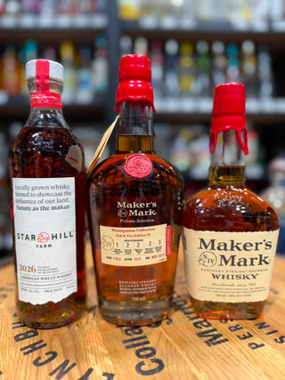 Maker's Mark Collector's Whiskey Bundle – Star Hill Farm 2026, Private Selection Oak & Vine Edition #2 & Maker's Mark Bourbon (3 x 700ml)