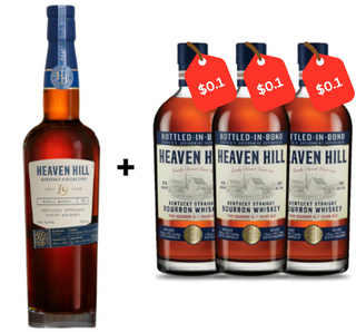 Whisky de trigo puro de Kentucky Heaven Hill Heritage Collection de 19 años (750 ml) + 3 paquetes de 7 años embotellados en depósito (750 ml) GRATIS